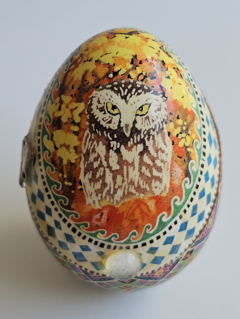 Beautiful Handcrafted Pysanka Real Goose Egg Weighted & Hinged Jewelry Box